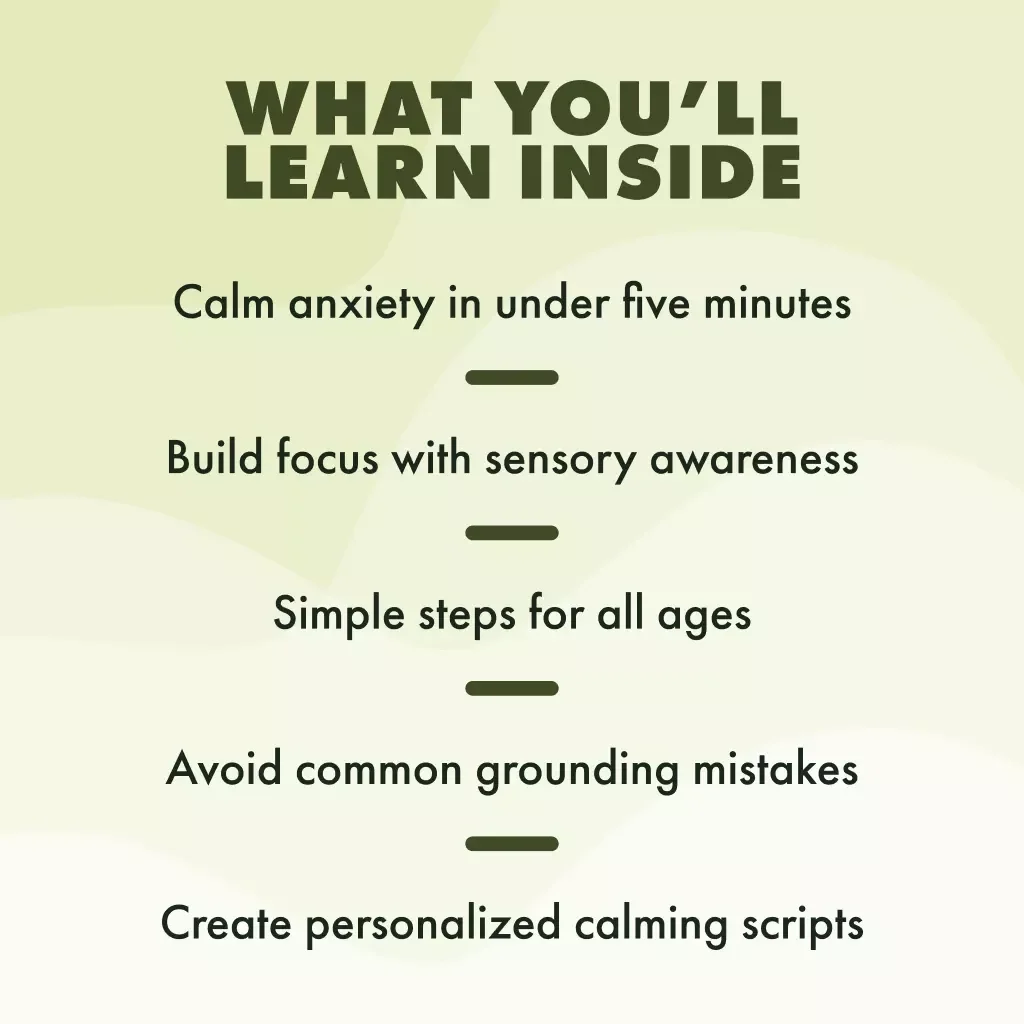 Calm in 5 Steps: Mastering the 5-4-3-2-1 Grounding Technique | Stress Relief Guide | Printable eBook | Mindfulness & Anxiety Support | Digital Download