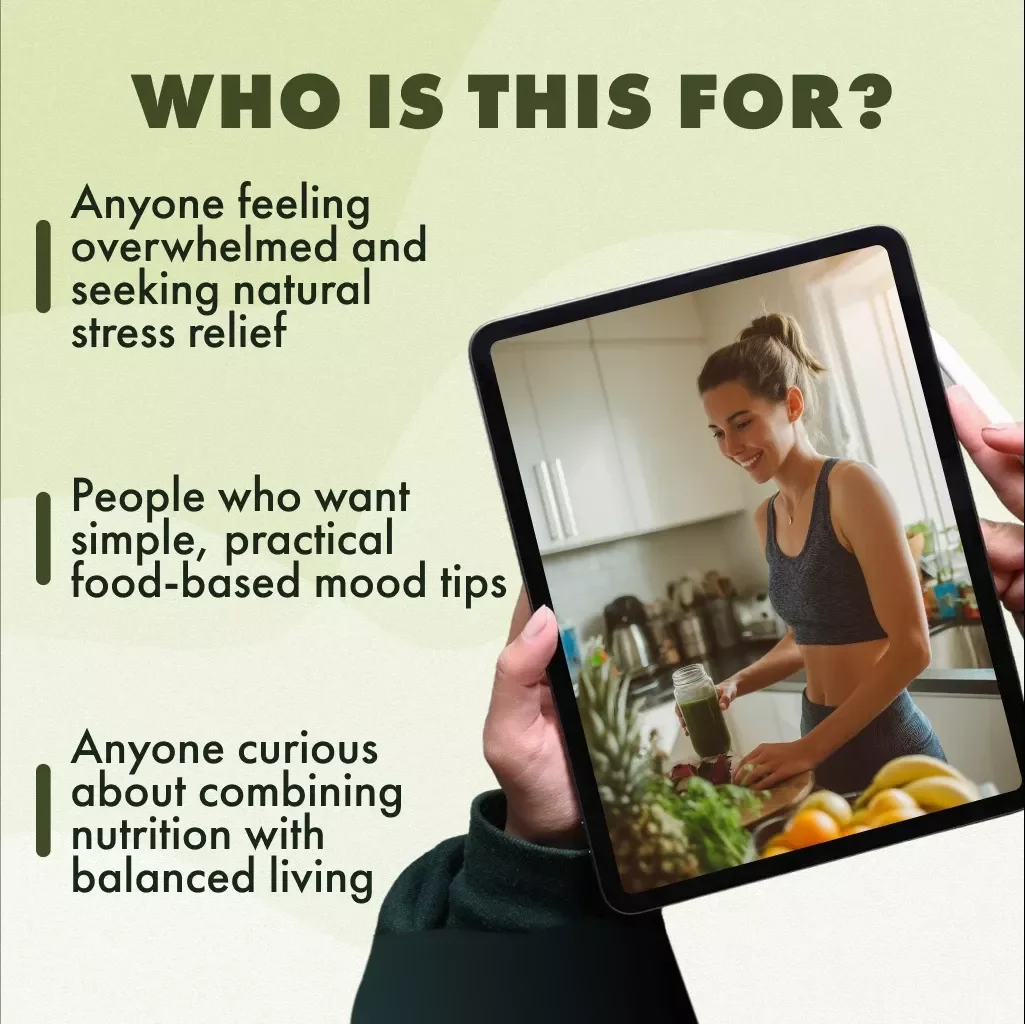 Bite Away Stress: Foods That Calm Your Mind & Boost Your Mood | Digital Guide to Food for Relieving Stress, eBook, Checklist & Recipes
