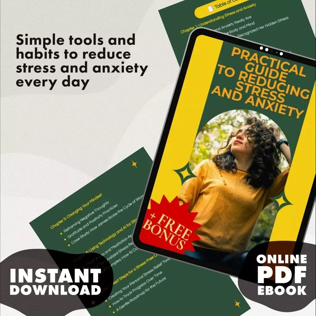 Practical Guide to Reducing Stress and Anxiety | eBook Digital Download | Self-Help Checklist for Calm Mind, Better Sleep & Everyday Balance