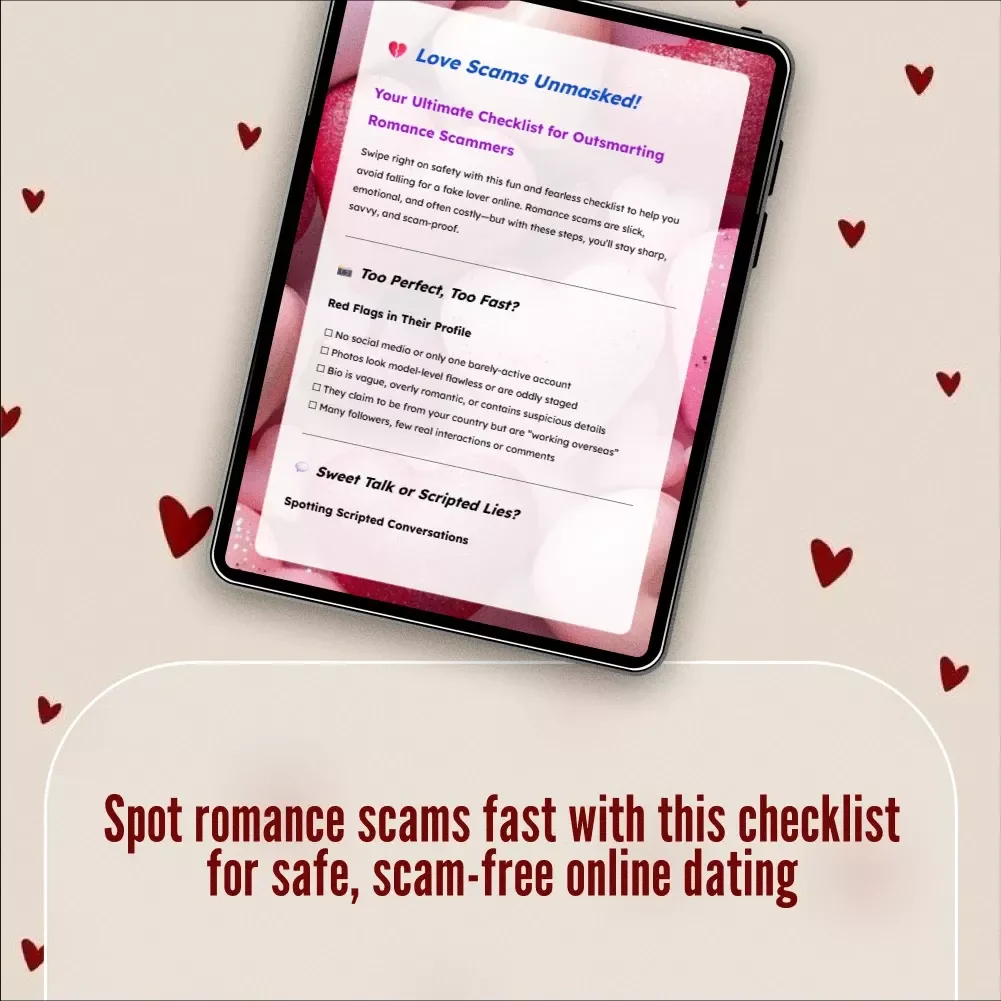 Love Scams Unmasked Checklist | How to Spot a Romance Scam | Digital Download Guide for Online Dating Safety