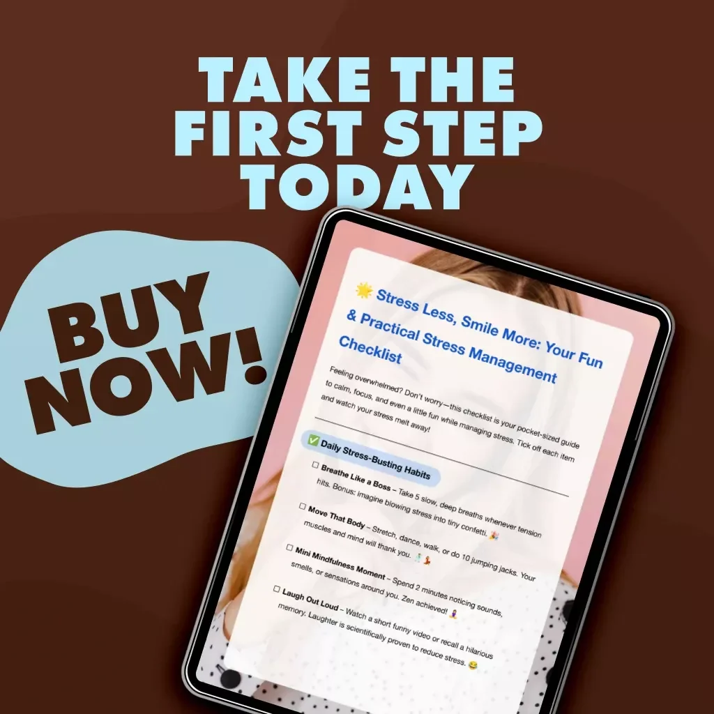 Stress Less, Smile More: Your Fun & Practical Stress Management Checklist | Digital Download Guide for Stress Management Skills