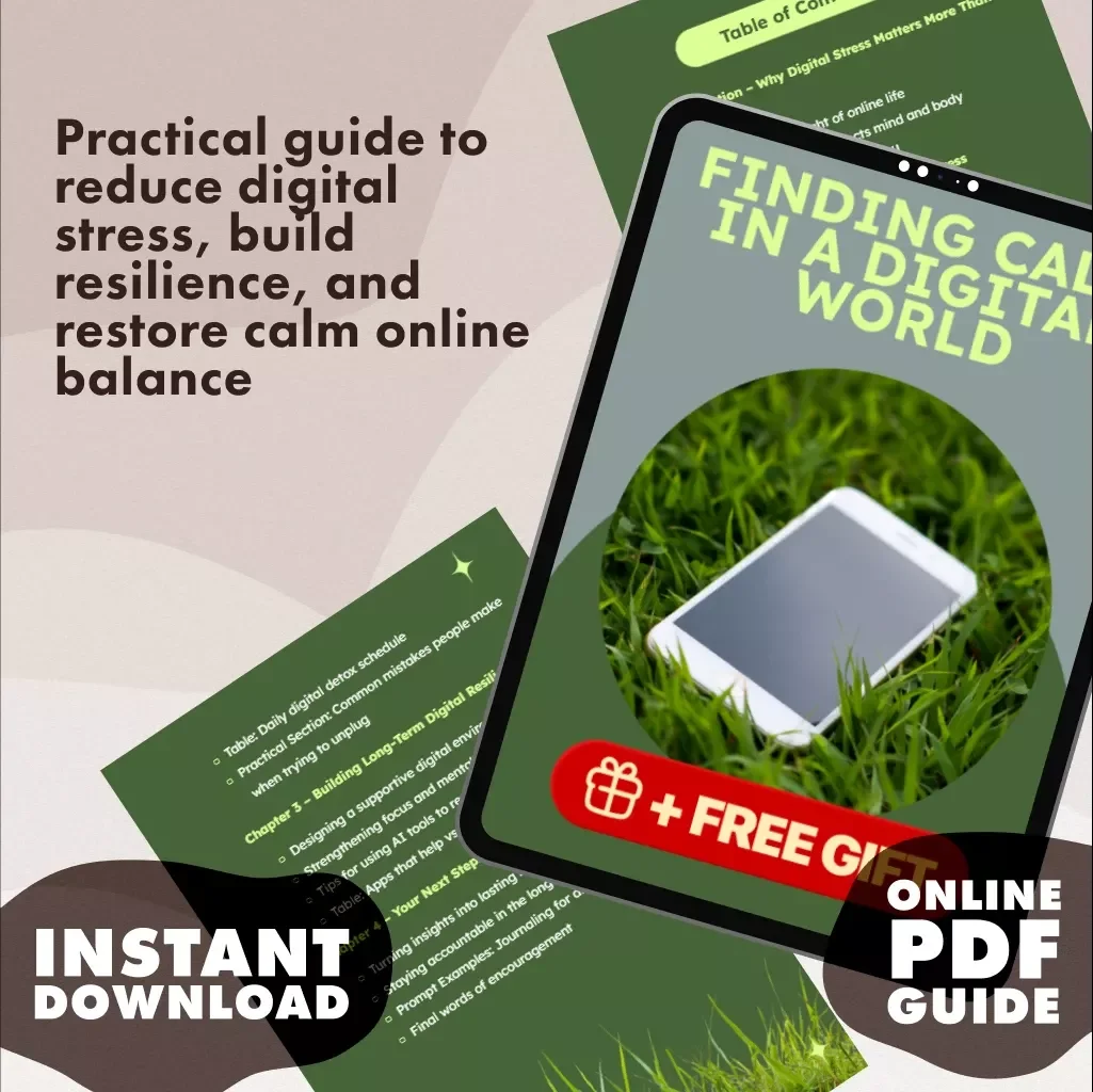 Finding Calm in a Digital World | Digital Stress Relief Guide, eBook & Checklist for Healthier Online Habits, Mindfulness & Work-Life Balance