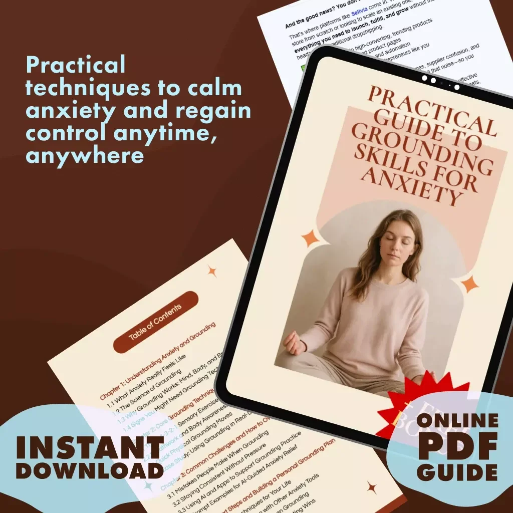Practical Guide to Grounding Skills for Anxiety | Digital Grounding Skills Guide for Anxiety Relief, Coping Techniques & Stress Support eBook