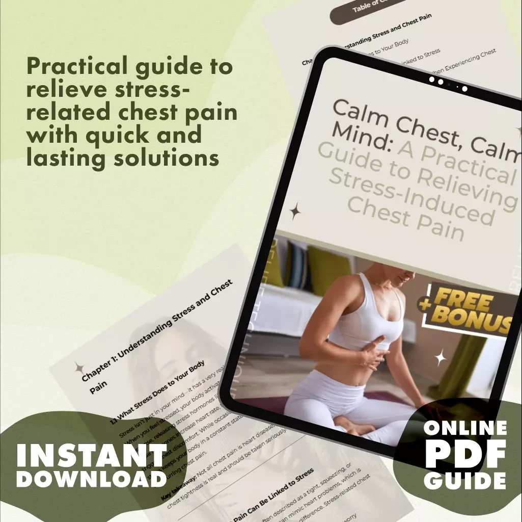 Calm Chest, Calm Mind: A Practical Guide to Relieving Stress-Induced Chest Pain | Stress Relief eBook, Digital Download Guide, Anxiety Chest Pain Checklist