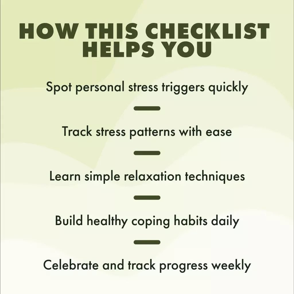 Stress Management Worksheets: Your Easy Checklist for a Calmer Mind | Printable Digital Download | Stress Relief eBook & Self-Care Guide