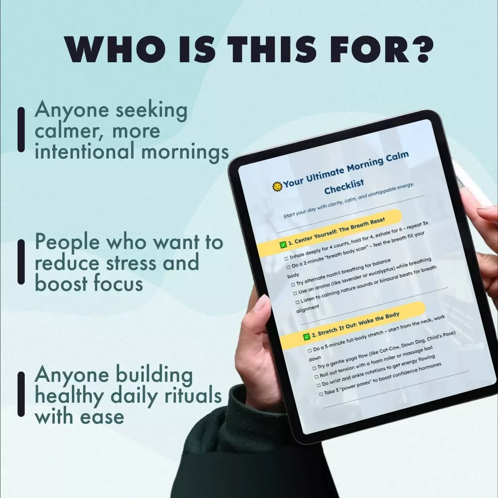 Your Ultimate Morning Calm Checklist | Morning Calm Stack Checklist: Breath, Stretch, Intention | Digital Download Self-Care Guide, eBook & Printable