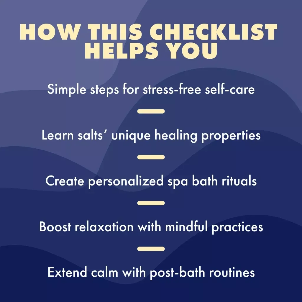The Stress Relief Bath Salts Checklist | Digital Self-Care Guide | Relaxation, Mindfulness & Spa Rituals eBook Download