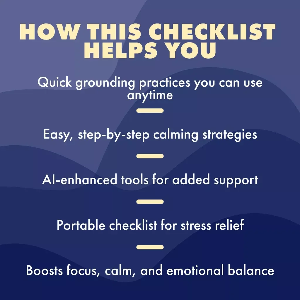 Ground Yourself: The Ultimate Anxiety-Relief Checklist | Digital Download for Grounding Techniques for Anxiety, Mental Health, Stress Relief, Self Care eBook