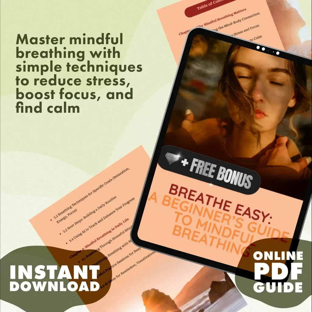 Breathe Easy: A Beginner’s Guide to Mindful Breathing | Guided Imagery for Stress Relief Handbook | Digital Download eBook & Checklist for Relaxation, Focus, and Daily Wellness