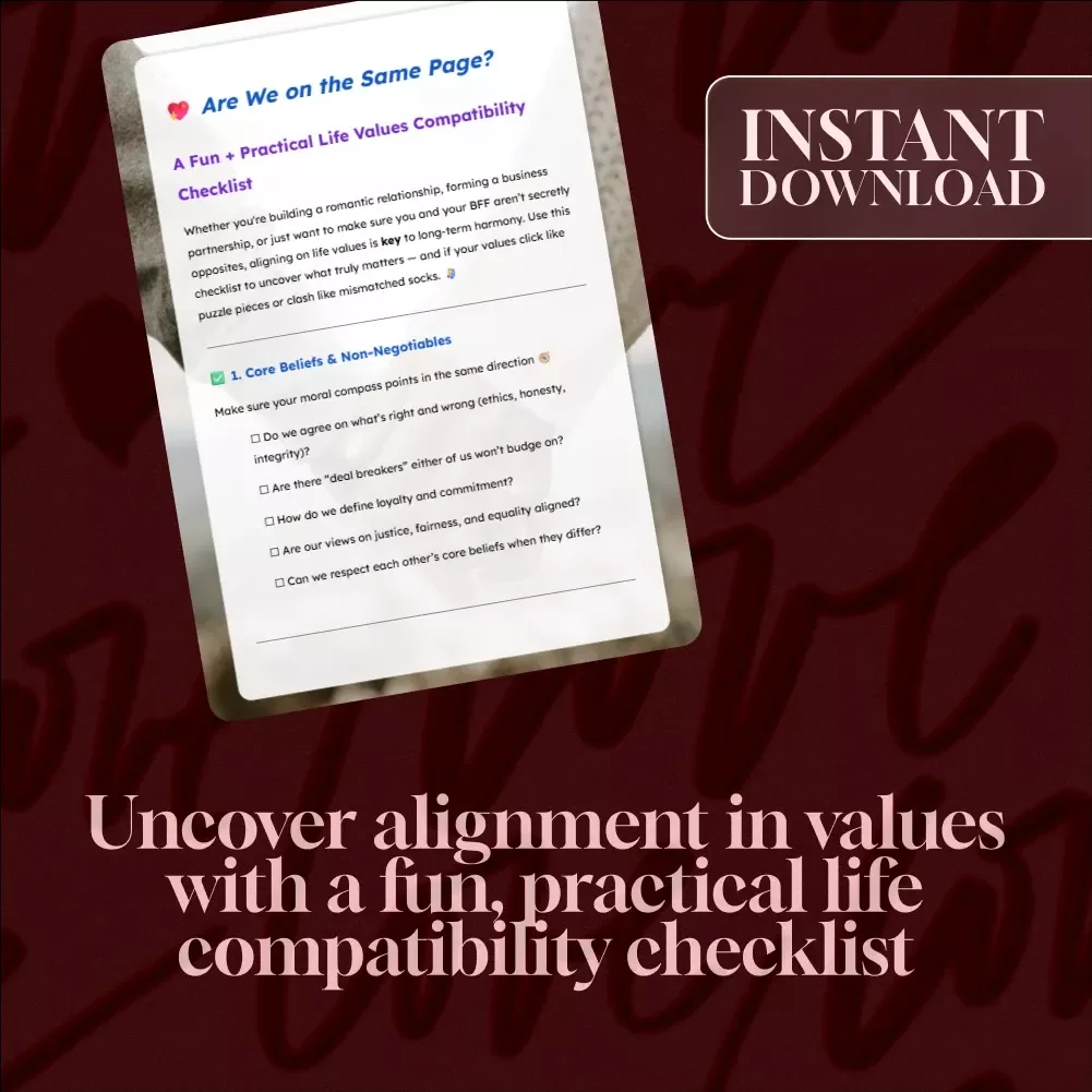 Are We on the Same Page | Life Values Compatibility Checklist | Digital Download eBook & Printable Guide for Relationships, Friendships, and Partnerships