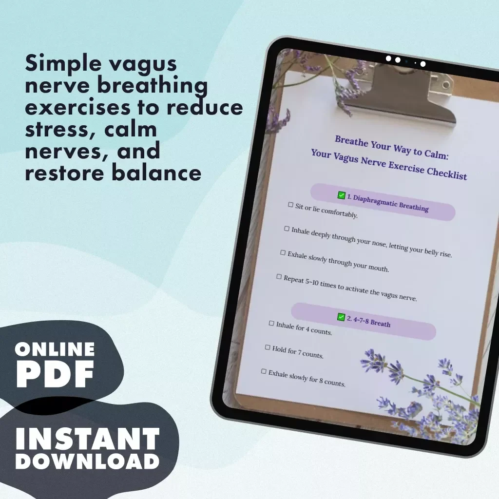 Breathe Your Way to Calm: Your Vagus Nerve Exercise Checklist | Printable Digital Download | Stress Relief Breathing Guide | Relaxation & Mindfulness
