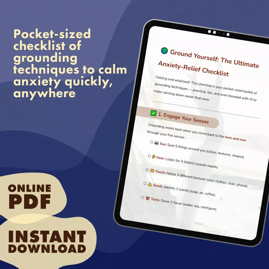 Ground Yourself: The Ultimate Anxiety-Relief Checklist | Digital Download for Grounding Techniques for Anxiety, Mental Health, Stress Relief, Self Care eBook