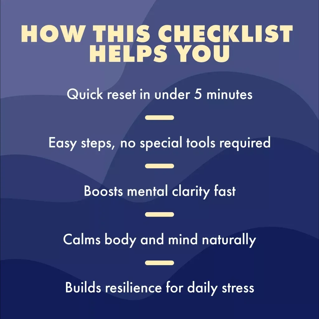 Quick Calm Kit: 3-Step Stress First-Aid for Overwhelm | Instant Digital Download Checklist for Anxiety Relief & Mind Reset