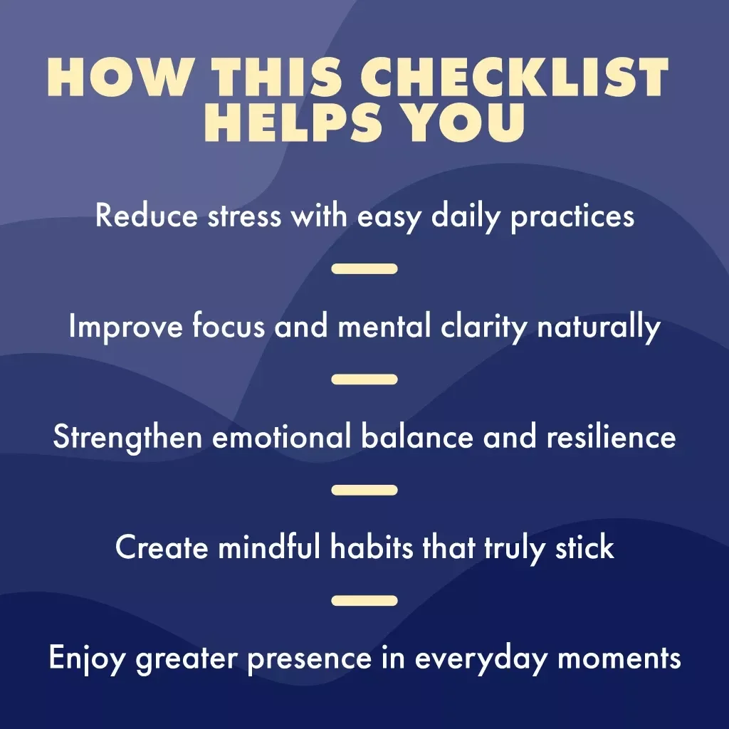 Mastering Mindfulness Skills Checklist | Digital Download for Stress Relief, Daily Balance & Inner Calm | Printable Mindfulness Skills Guide