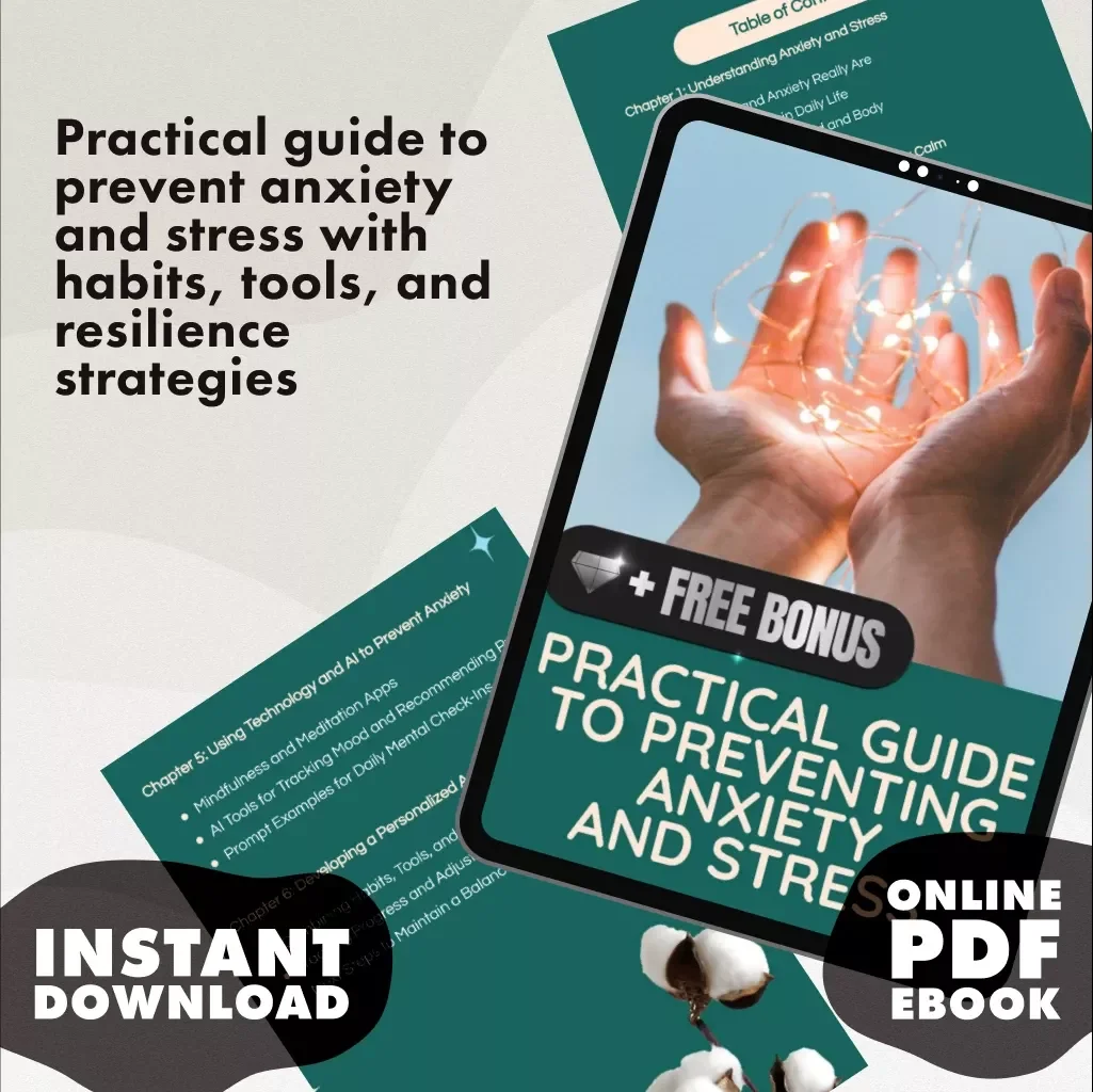 Practical Guide to Preventing Anxiety and Stress | Digital eBook & Checklist | Self-Help for Calm Living and Resilience | How to Prevent Anxiety and Stress