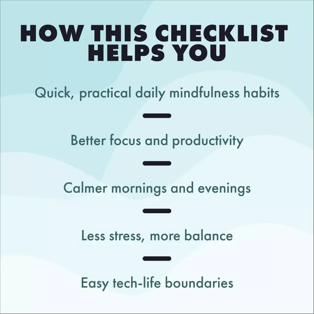 Mindful Magic Checklist for a Calmer, Sharper You | Digital Download | Mindfulness Guide, eBook, Daily Routine, Self-Care & Wellness Printable