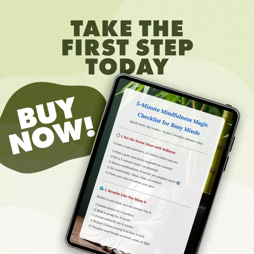 5-Minute Mindfulness Magic Checklist for Busy Minds | Instant Digital Download | Stress Relief, Meditation, and Self-Care Guide