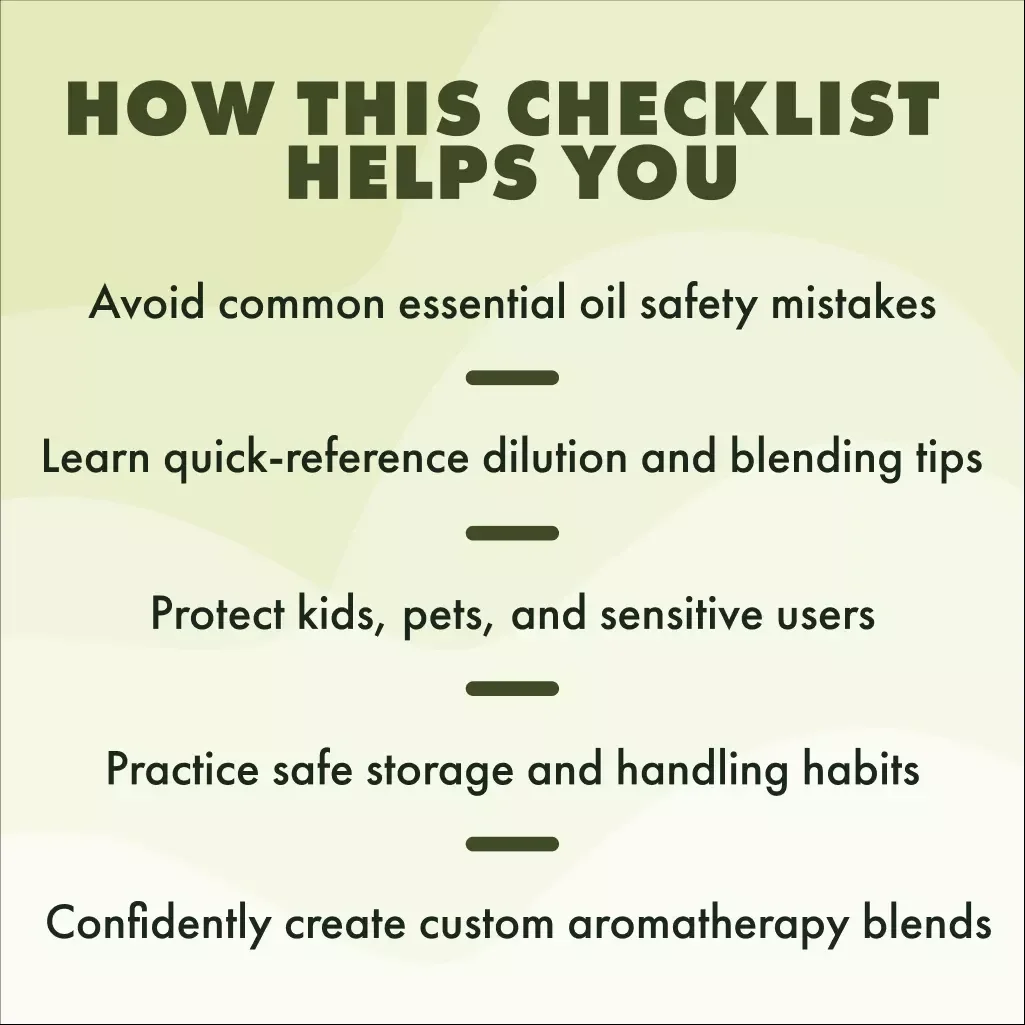 Aromatherapy Safety Cheat Sheet | Essential Oil Safety Guide | Printable Digital Download Checklist for Beginners & Professionals | Holistic Wellness & Natural Living Tool