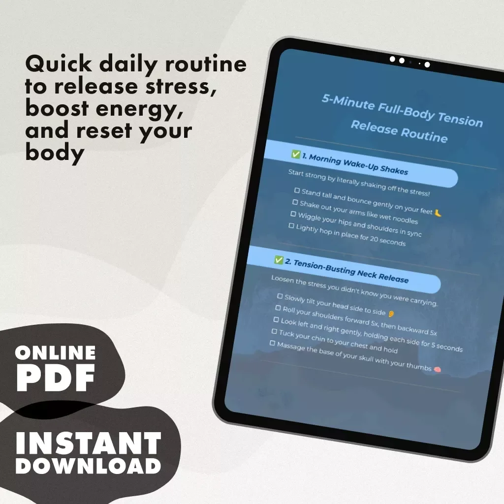 5-Minute Full-Body Tension Release Routine | Digital Wellness Checklist | Instant Download for Stress Relief, Relaxation & Daily Energy Boost