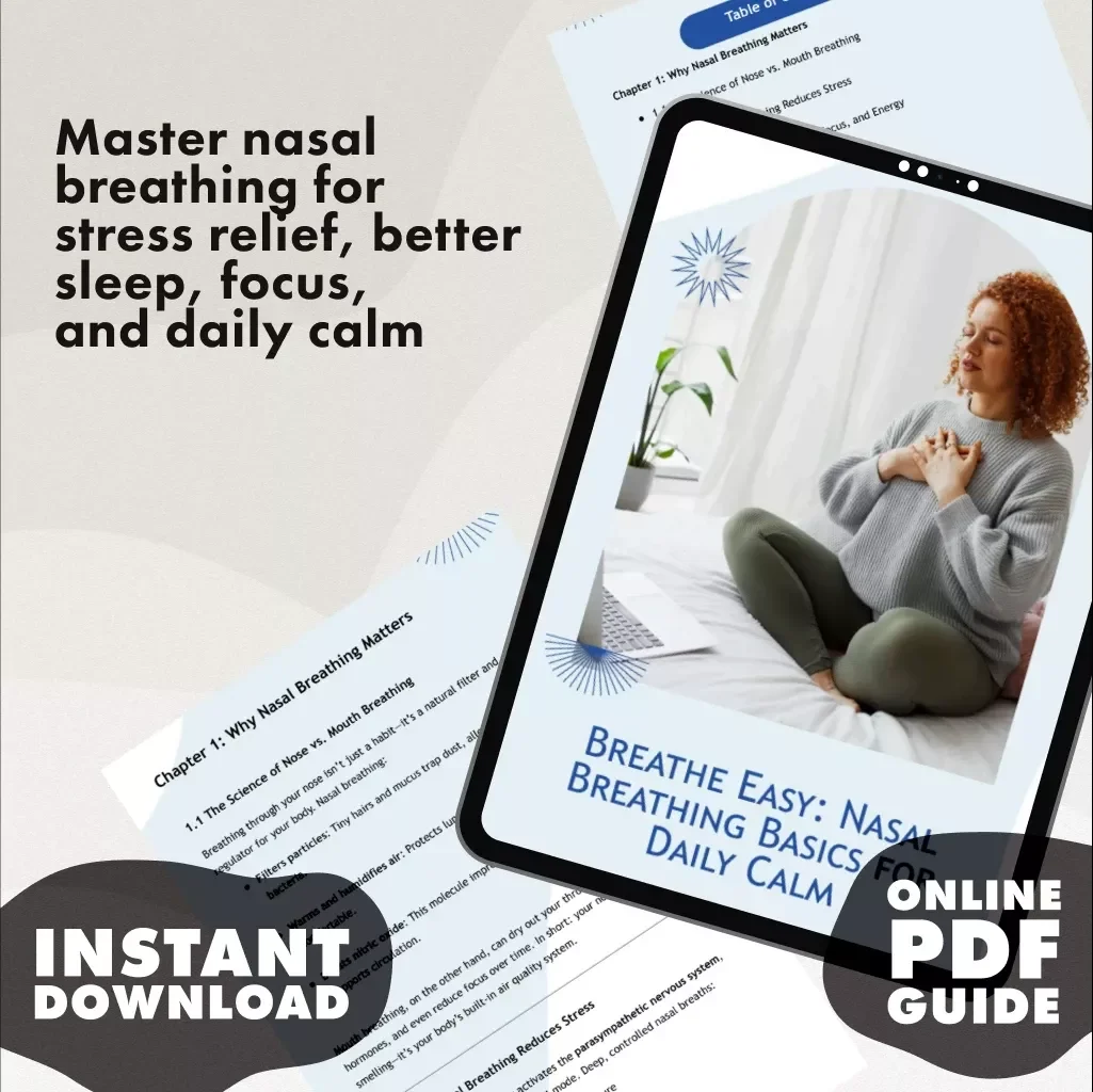 Breathe Easy: Nasal Breathing Basics for Daily Calm | Digital Guide for Stress Relief, Better Sleep, Focus & Energy | eBook Download