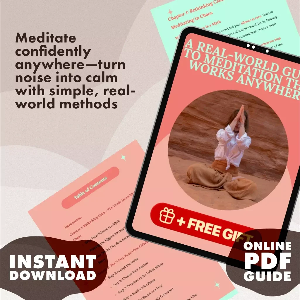 A Real-World Guide to Meditation That Works Anywhere | Noise-Proof Meditation to Relax in 7 Steps | Digital Download eBook, Mindfulness Checklist & Guide