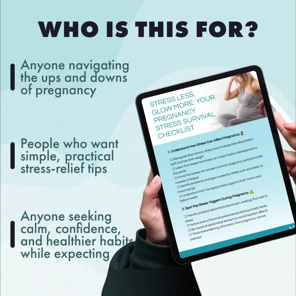 Stress Less, Glow More: Your Pregnancy Stress Survival Checklist | Printable Pregnancy Checklist | Digital Download Guide on Effects of Stress on Pregnancy