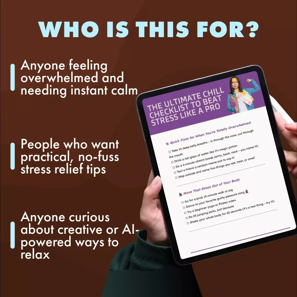 The Ultimate Chill Checklist to Beat Stress Like a Pro | Printable Digital Download for Stress Relief, Relaxation, and Self Care | Coping Techniques Guide