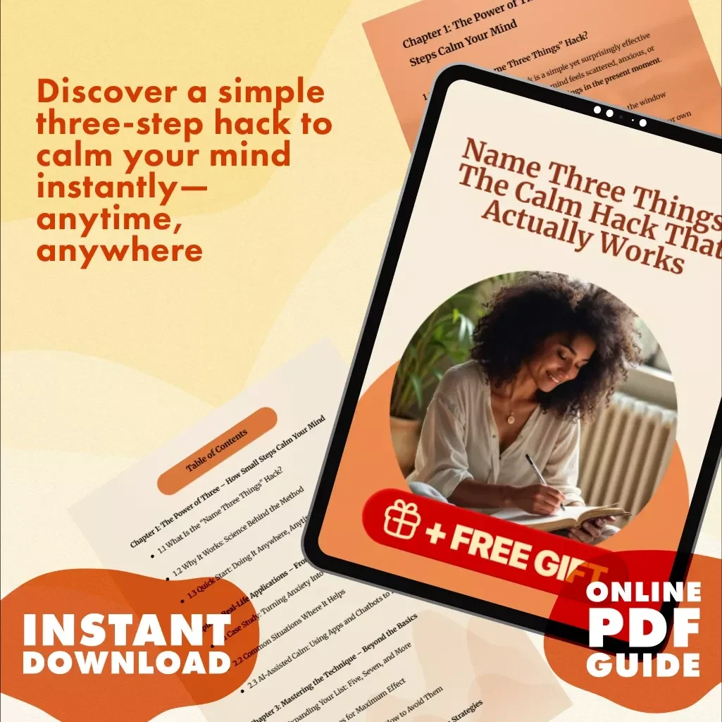 Name Three Things: The Calm Hack That Actually Works | Digital Guide for Anxiety Relief, Stress Management, and Mindfulness Practice | Instant Download eBook & Checklist