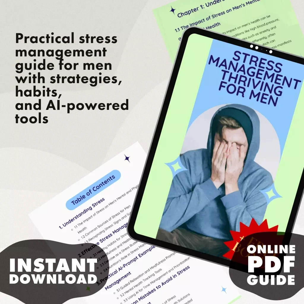 Stress Management Thriving for Men 💪 | Digital Guide for Stress Management for Men | eBook, Checklist, Self-Care & Mental Health Wellness Resource
