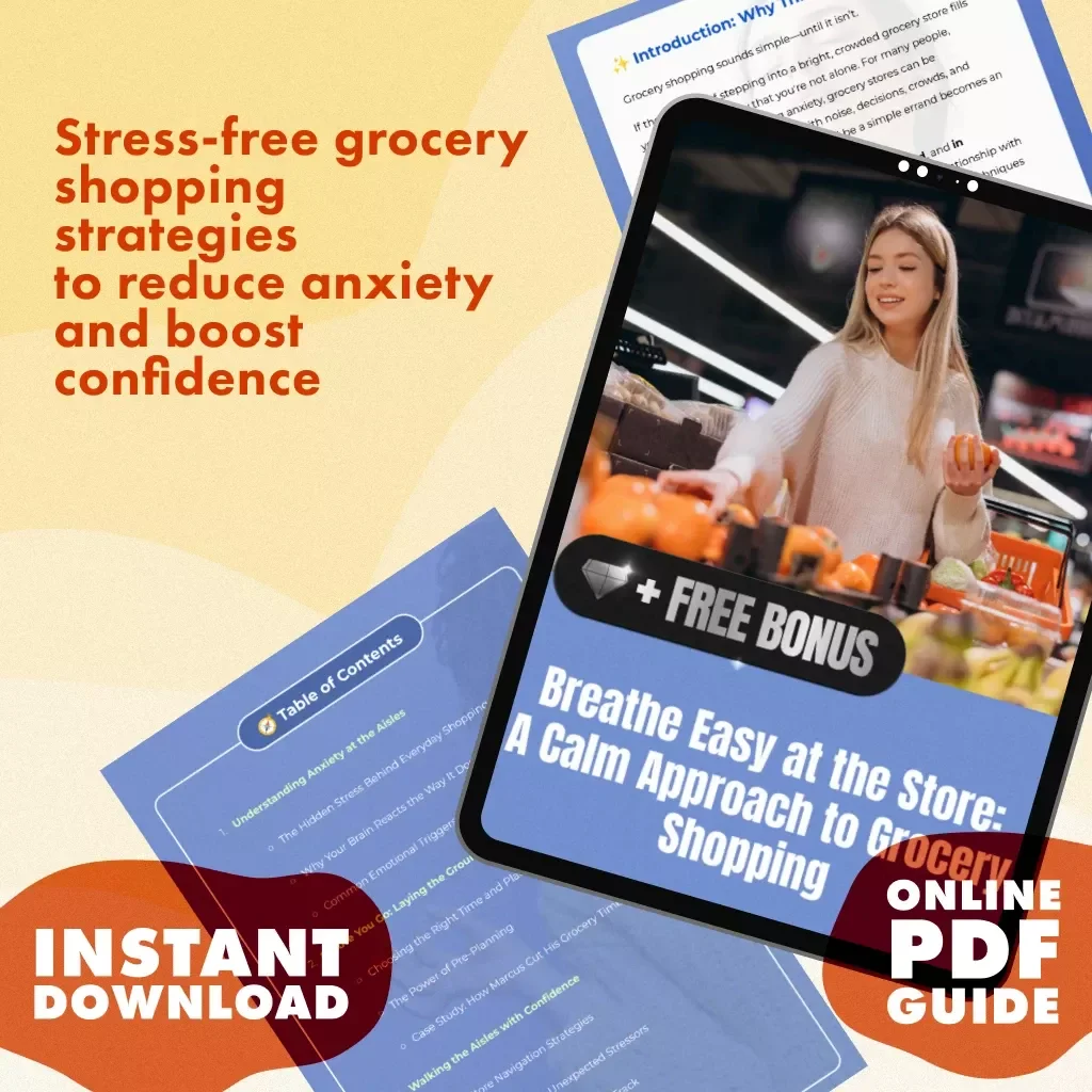 Breathe Easy at the Store: A Calm Approach to Grocery Shopping | Anxiety-Friendly Grocery Walk Guide | Digital Download eBook & Checklist for Stress-Free Shopping