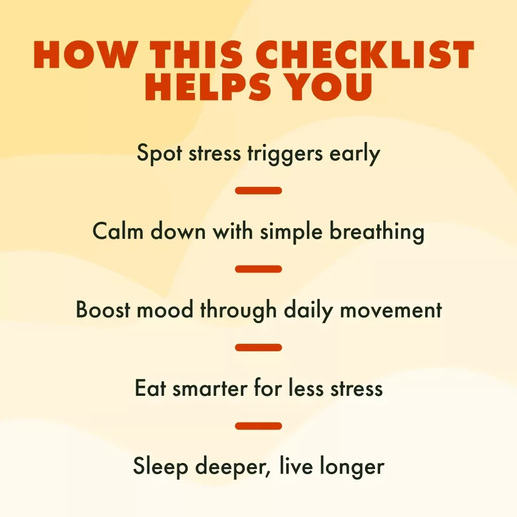 The Ultimate Anti-Stress Checklist for a Longer Life | Digital Download Guide to Reduce Stress, Improve Wellness & Boost Longevity | Effects of Stress on Length of Life