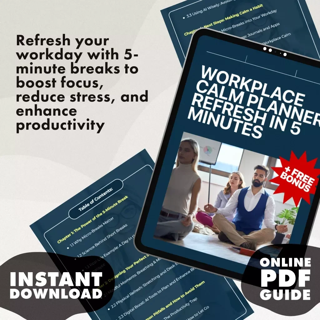 Workplace Calm Planner: Refresh in 5 Minutes - Quick Breaks for Productivity and Wellness