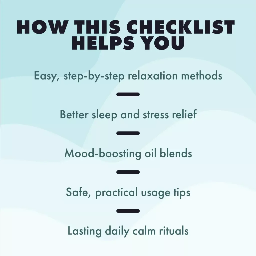 Essential Oils for Relaxation Checklist | Stress Relief, Better Sleep & Mood Boost | Digital Download Self-Care Guide