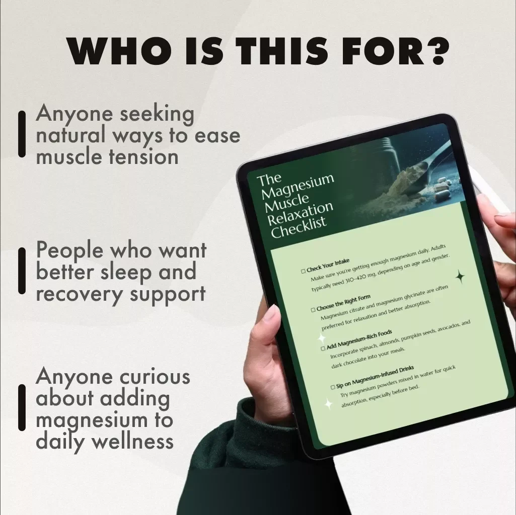 The Magnesium Muscle Relaxation Checklist | Digital Download for Stress Relief, Sleep Support & Wellness | eBook, Guide & Printable PDF