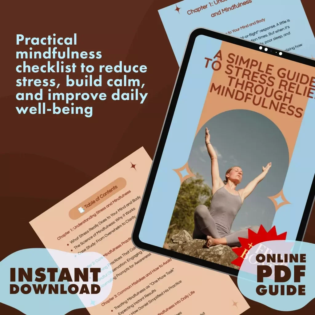 A Simple Guide to Stress Relief Through Mindfulness | Digital Download Guide for Beginners | Mindfulness Practices for Stress Relief eBook