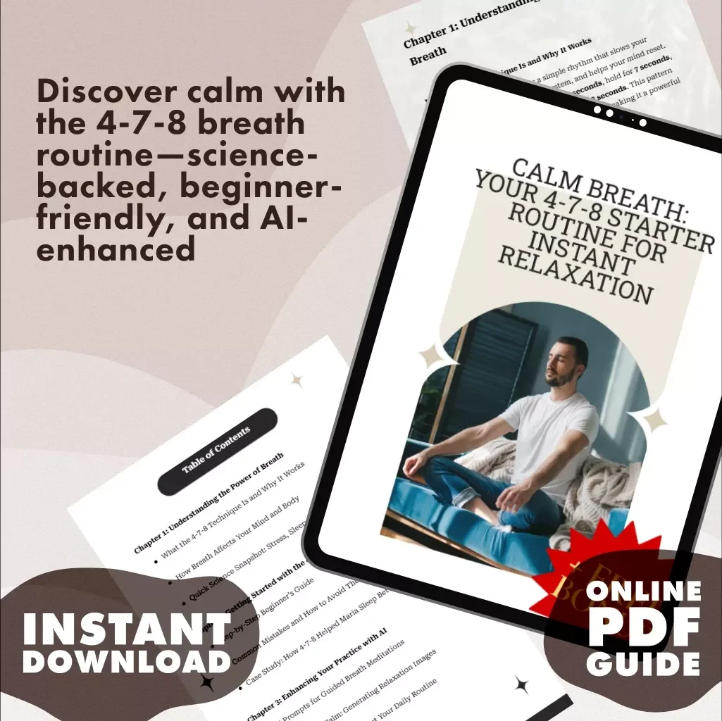 Calm Breath: Your 4-7-8 Starter Routine for Instant Relaxation | Digital Guide, eBook, Stress Relief, Sleep Aid, Breathwork for Beginners