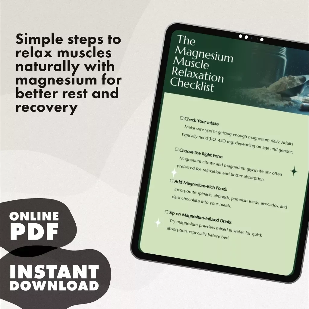 The Magnesium Muscle Relaxation Checklist | Digital Download for Stress Relief, Sleep Support & Wellness | eBook, Guide & Printable PDF