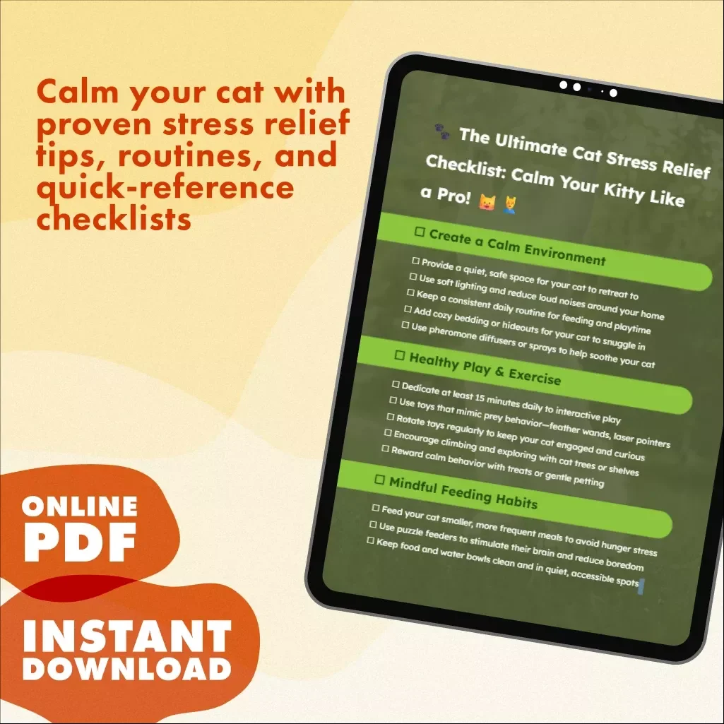 The Ultimate Cat Stress Relief Checklist: Calm Your Kitty Like a Pro | Digital Download Guide for Cat Stress Relief, eBook & Printable Cheatsheet