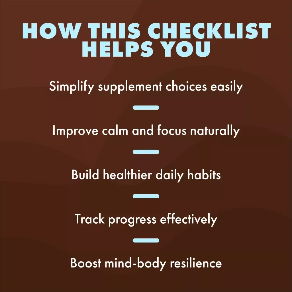 Stress Relief Supplements Checklist: Your Calm-Boosting Action Plan | Digital Download Guide for Natural Anxiety Relief, Wellness & Self-Care Routine