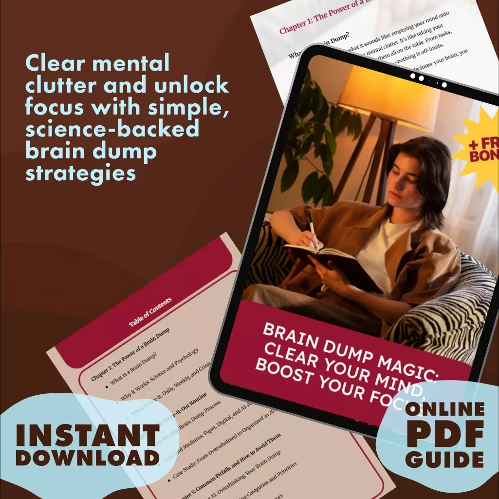 Brain Dump Magic: Clear Your Mind, Boost Your Focus | Write-It-Out Brain Dump Routine Guide | Digital Download for Mental Clarity & Productivity
