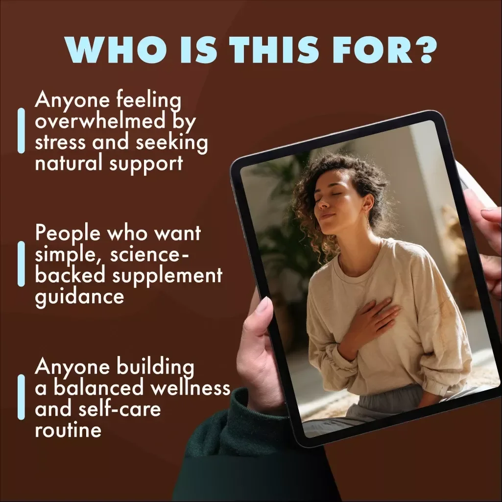 Stress Relief Supplements Checklist: Your Calm-Boosting Action Plan | Digital Download Guide for Natural Anxiety Relief, Wellness & Self-Care Routine