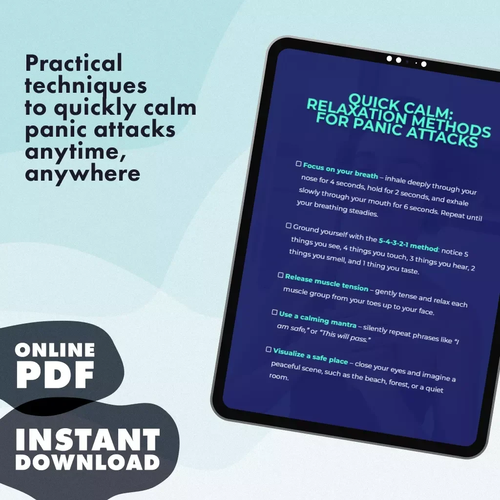 Quick Calm: Relaxation Methods for Panic Attacks Checklist | Instant Digital Download Anxiety Relief Guide