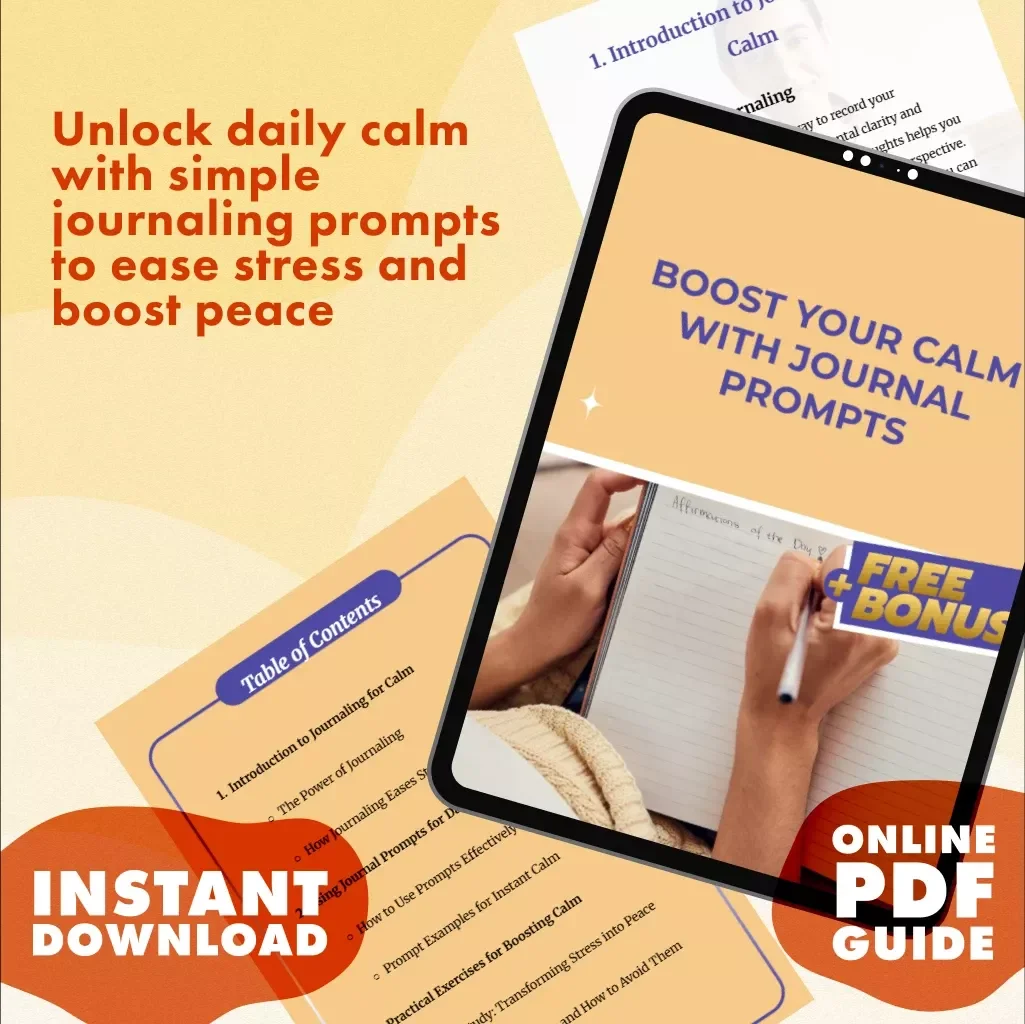 Boost Your Calm with Journal Prompts | Digital Guide for Stress Relief, Mindfulness, and Anxiety Support | Journal Prompt Calm Booster eBook