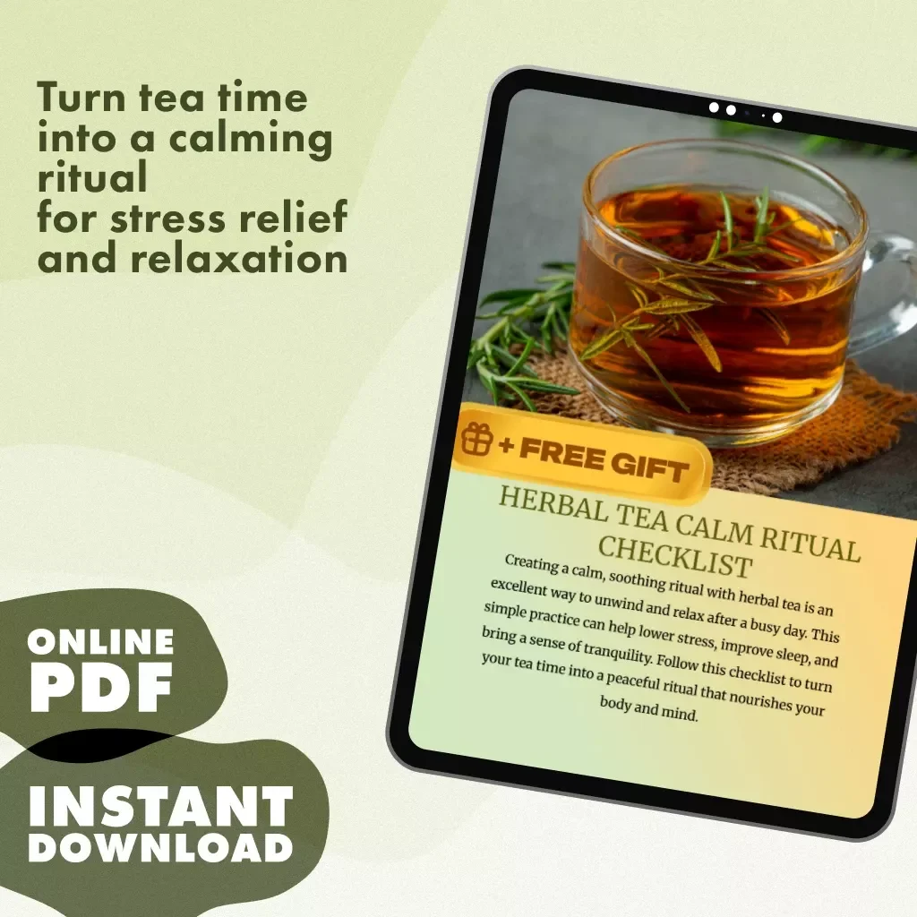 Herbal Tea Calm Ritual Checklist | Relaxation eBook | Stress Relief Digital Download | Tea Time Self-Care Routine Printable Guide