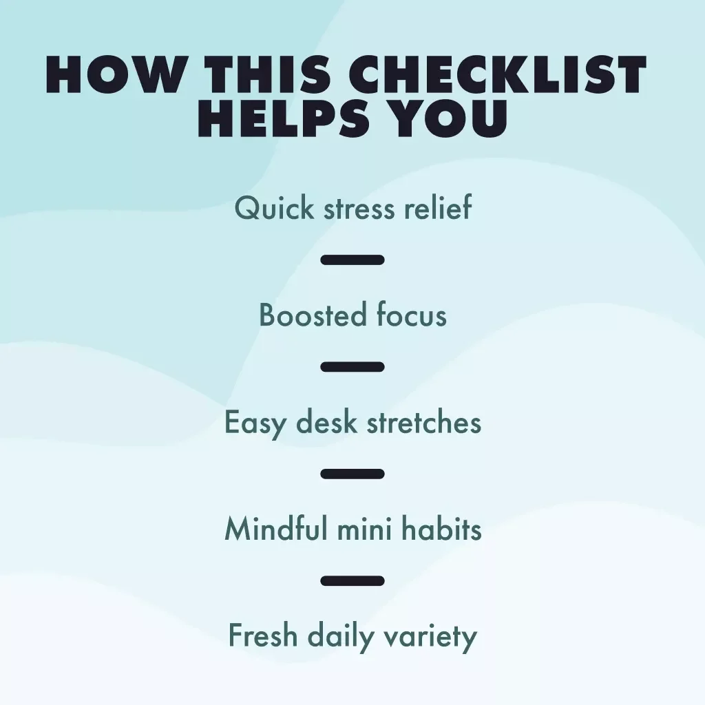 Office Calm Micro Break Planner: Your 5-Minute Escape Checklist | Digital Download Wellness & Productivity Guide