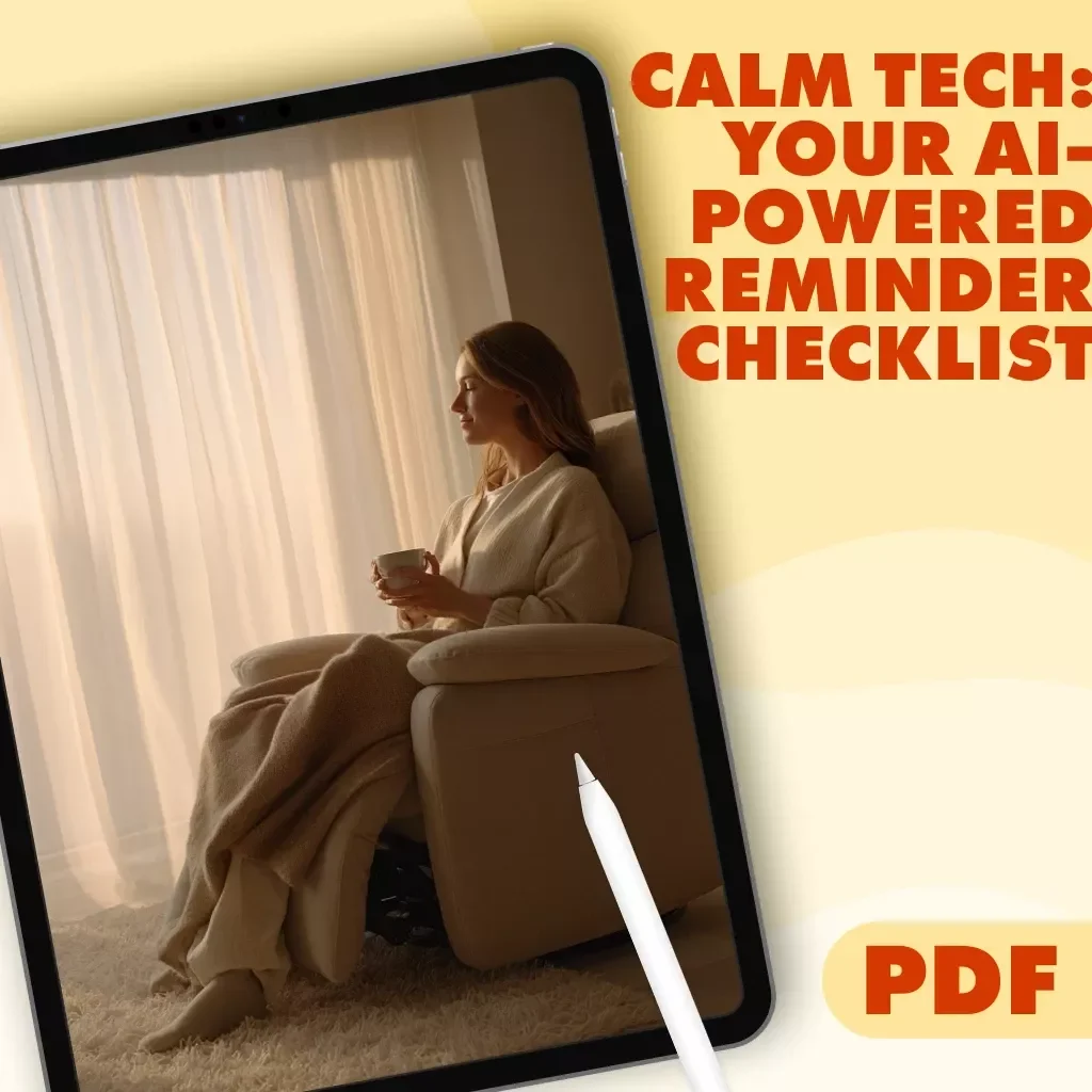 Calm Tech: Your AI-Powered Reminder Checklist | Digital Download eBook & Guide on How to Use AI for Calm Reminders, Mindfulness & Stress Relief