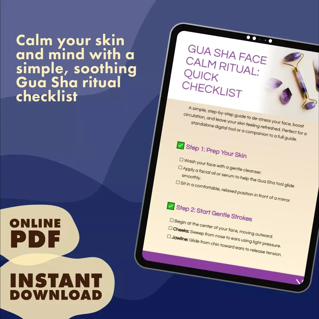 Gua Sha Face Calm Ritual: Quick Checklist | Digital Download Self-Care Guide for Relaxation, Skincare & Stress Relief