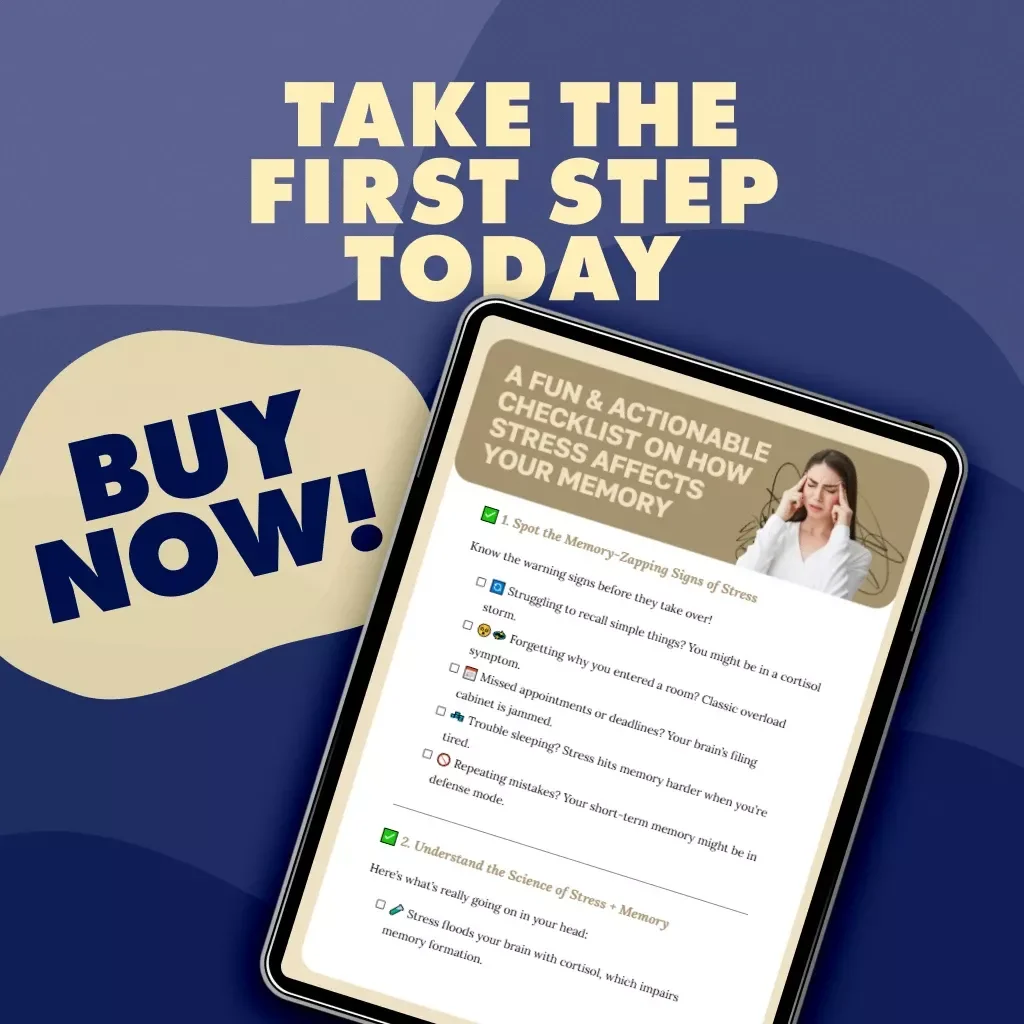 A Fun & Actionable Checklist on How Stress Affects Your Memory | Printable Digital Download | Brain Health, Mindfulness & Productivity Guide