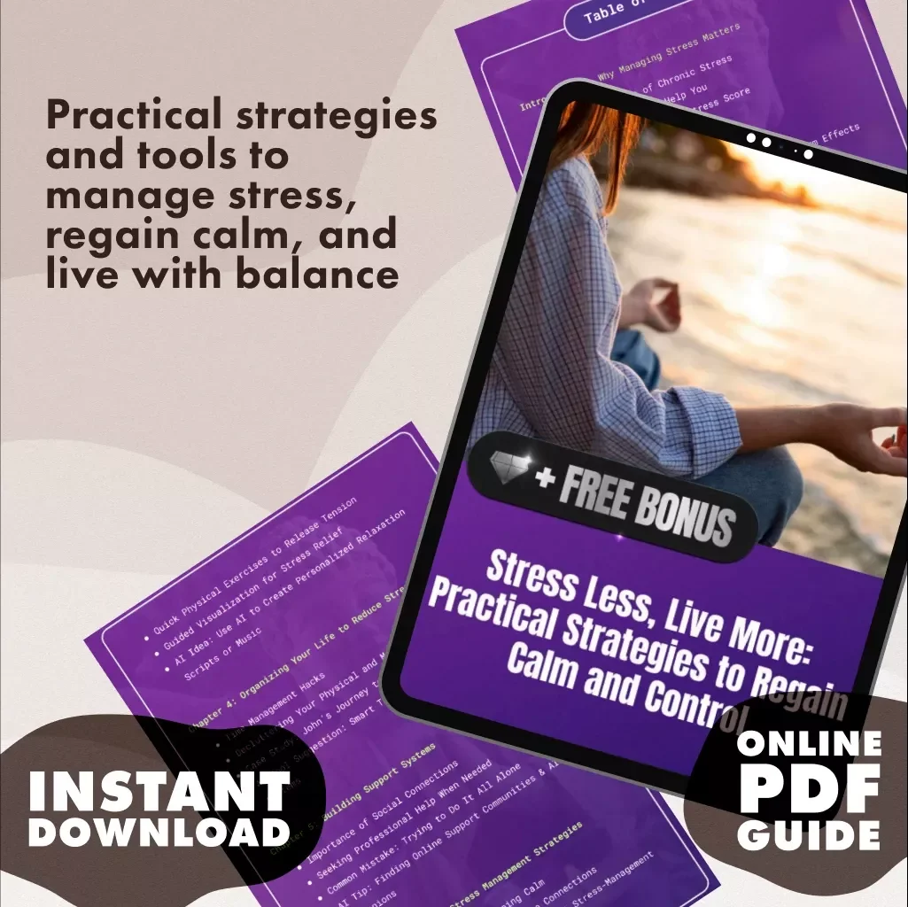 Stress Less, Live More: Practical Strategies to Regain Calm and Control | eBook on How to Manage Stress, Self-Care Guide, Digital Download