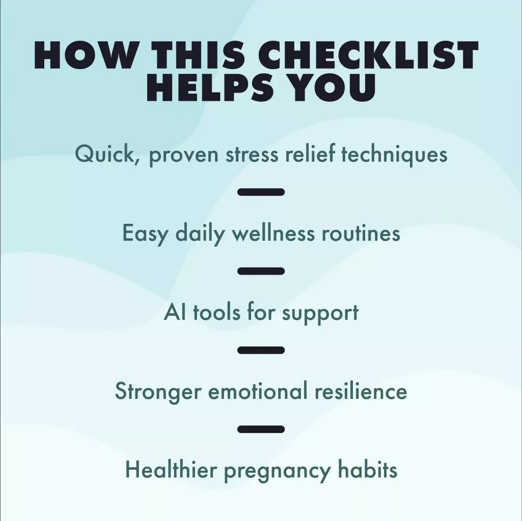 Stress Less, Glow More: Your Pregnancy Stress Survival Checklist | Printable Pregnancy Checklist | Digital Download Guide on Effects of Stress on Pregnancy